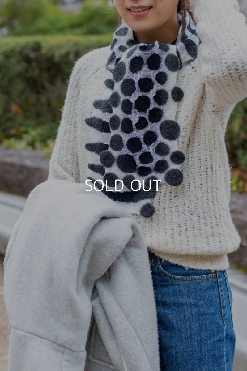 画像3: ドット&ストライプ マフラー（黒白） (3)