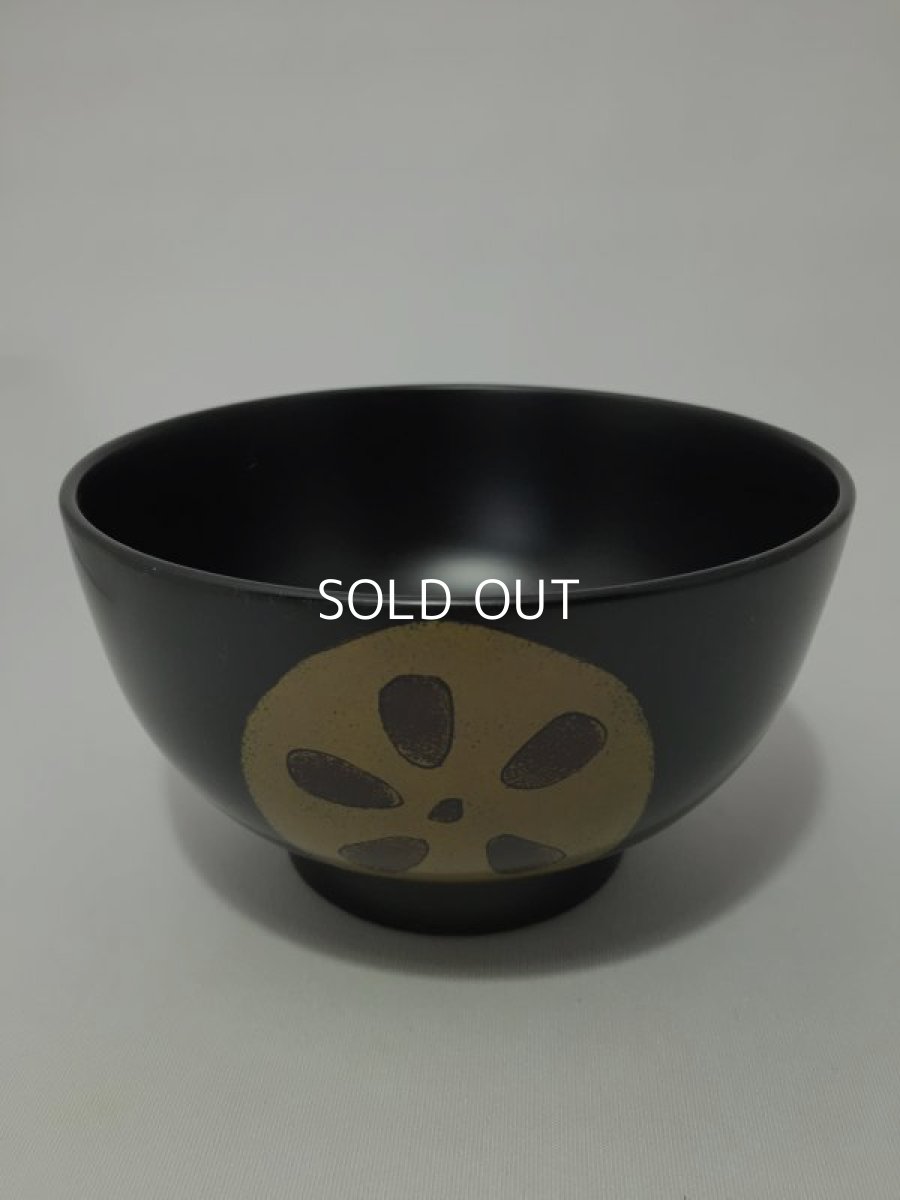 画像3: 漆絵椀(黒)-レンコン (3)