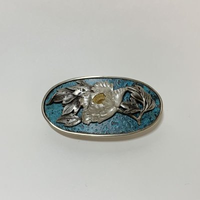 画像1: 牡丹金具帯留め