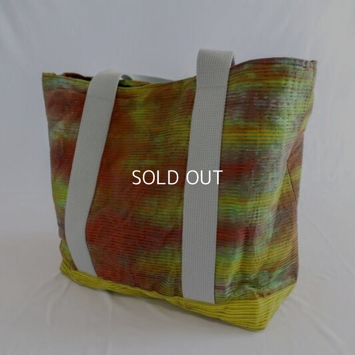 画像1: ピンタック織パッチトートバッグ L (1)