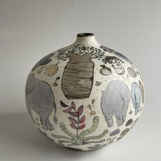 画像6: 加彩釉象嵌壺「陸」 (6)