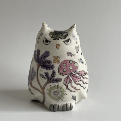 画像1: ミミズクのフィギュリン（海・小）