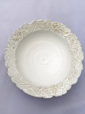 画像1: バニラ輪花鉢（リーフ） (1)