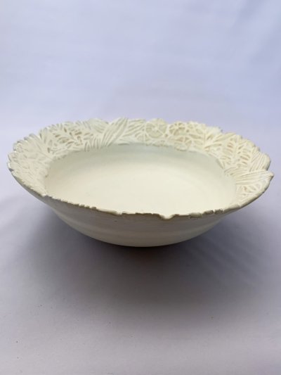 画像2: バニラ輪花鉢(リーフ)