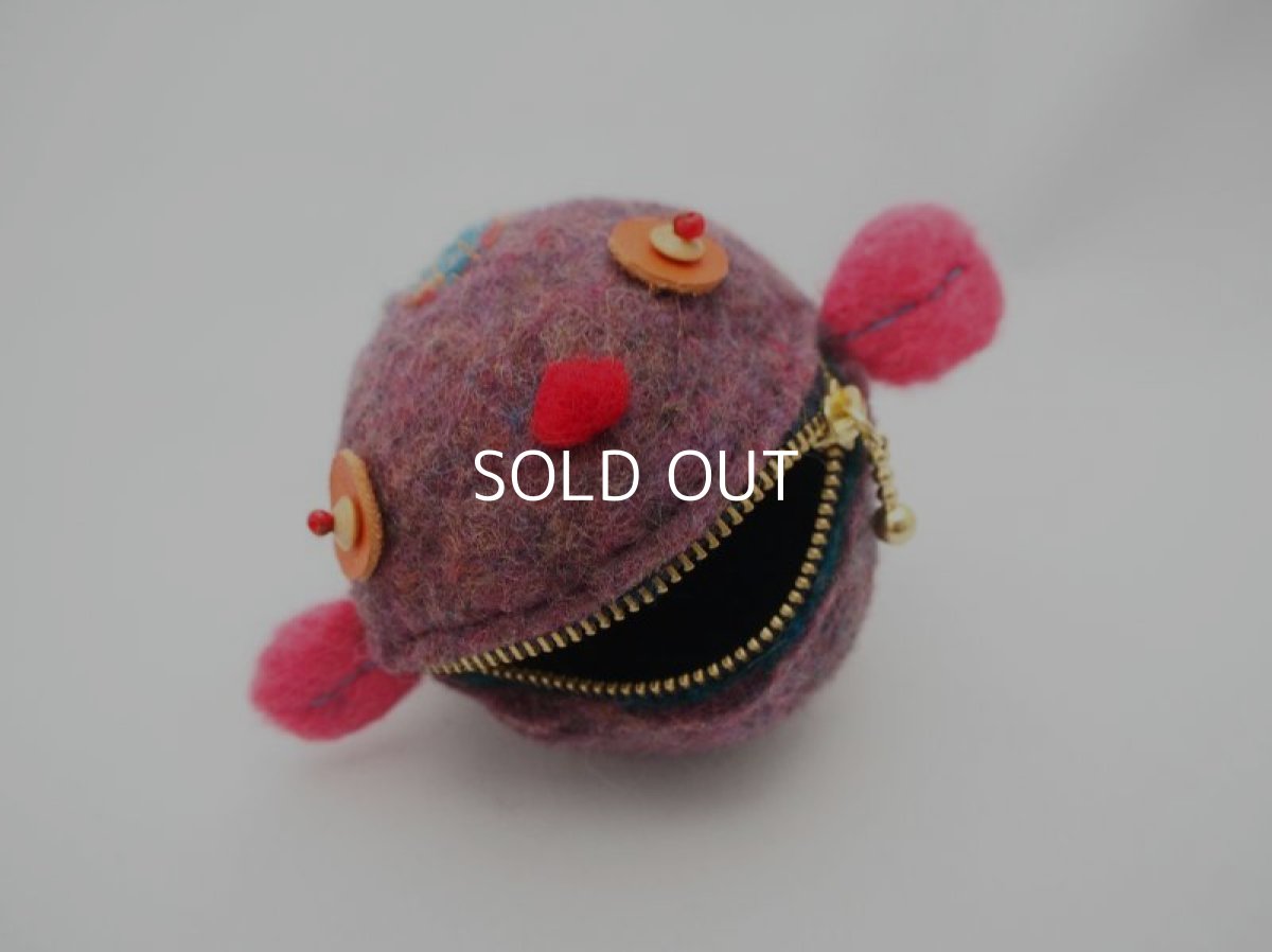 画像3: まん丸ポーチ（赤紫） (3)