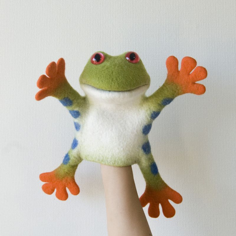 画像1: Tree Frog アマガエルのパペット人形 (1)